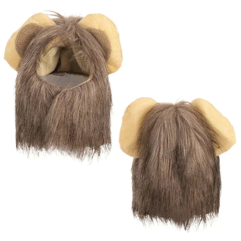 Cat Costume Cute Lion Mane Cat Wig Hat Cosplay Clothes Cap Dress Up Puppy Kitten Halloween Christmas Party Decoration Supplies