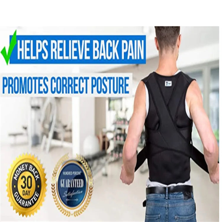 Back Waist Posture Corrector Adjustable Adult Correction Belt Waist Trainer Shoulder Lumbar Brace Spine Support Belt Vest Black