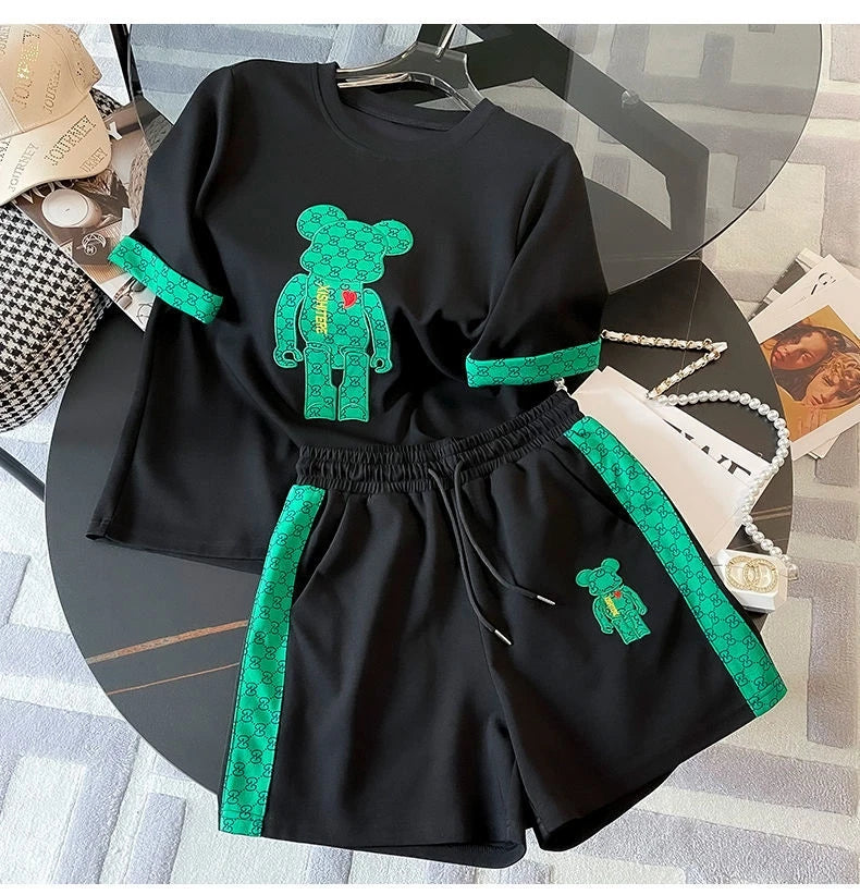 New Cartoon Cotton Pajamas for Women Long Pants Short Sleeved Sleepwear Summer Spring Loungewear Fashion Home Clothing Homewear