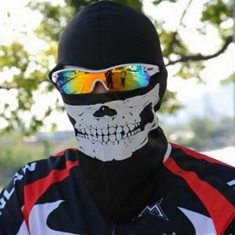 Bicycle Balaclava Full Face Mask Skull Print Motorcycle Full Face Mask Windproof Skiing Head Neck Warmer Bicycle Helmet Liner