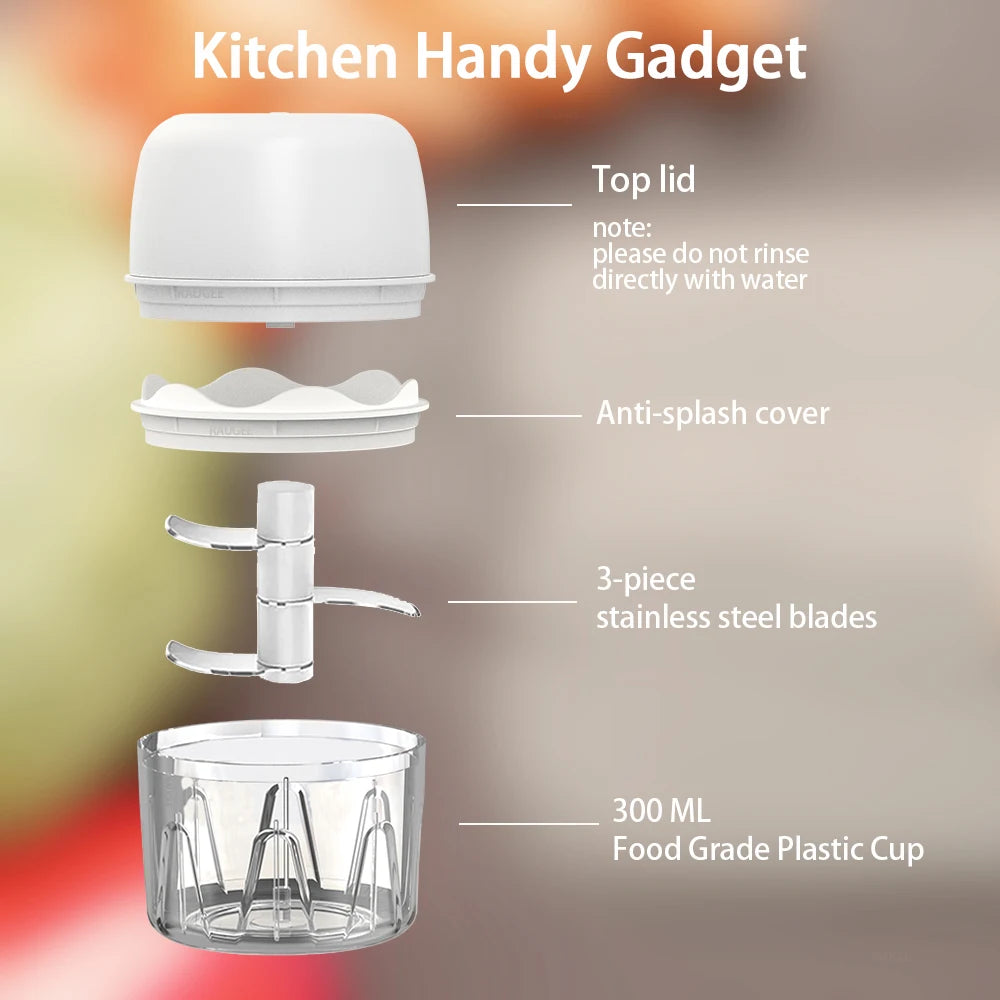 Electric Garlic Chopper Mini Portable Electric Vegetable Garlic Onion Chopper Multifunctional Wireless Electric Food Chopper