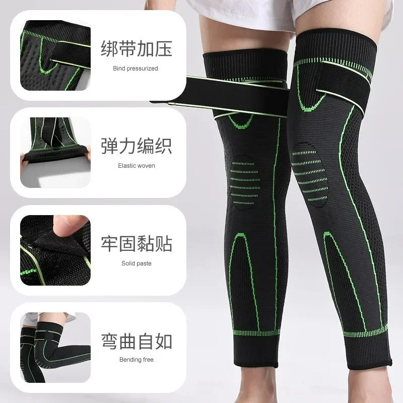 Compression Knee Pads Support Lengthen Stripe Sport Sleeve Protector Elastic Long Warm Kneepad Brace Volleyball Running 1pc