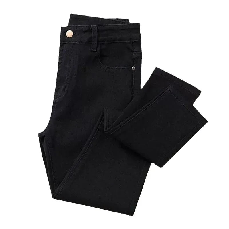 High-Waisted Slimming Stretchy Korean-Style Tight Jeans Women's Fleece-Lined Casual Trousers Warm Long Pants