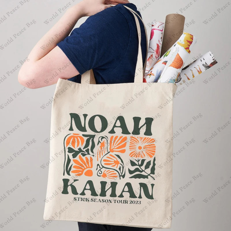 1pc Noah Kahan, Stick Seaso  patternTote Bag  Canvas Shoulder Bag For Travel Daily Commute Women's Reusable Shopping Bag