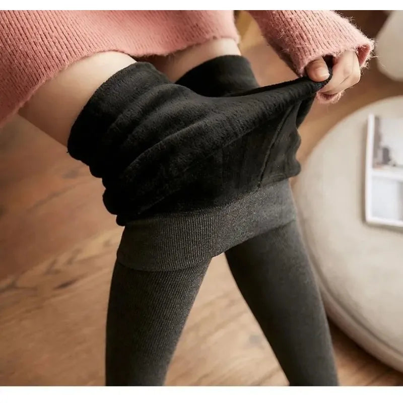 Women Winter Warm Leggings Thick Trousers Warm Fleece Plus Size Long Thicken Pants Fashion Casual Soild Color Leggings