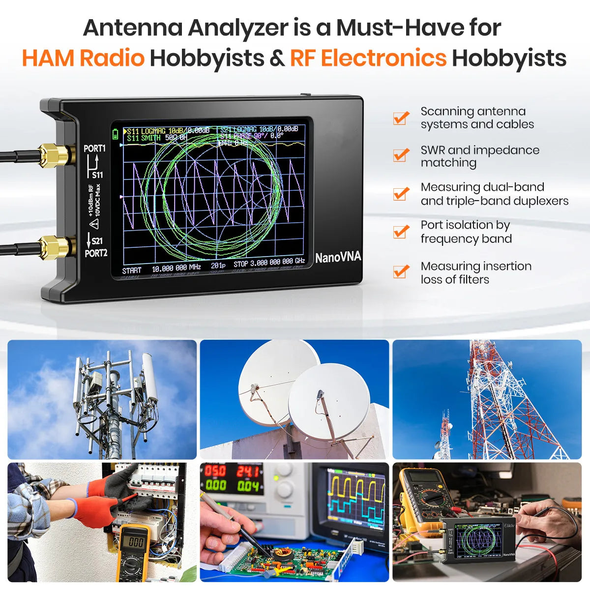 2022 New Updated NanoVNA-H4 4inch Vector Network Analyzer 10k-1.5GHz HF VHF UHF Antenna Analyzer Version 4.3 with SD Card Slot