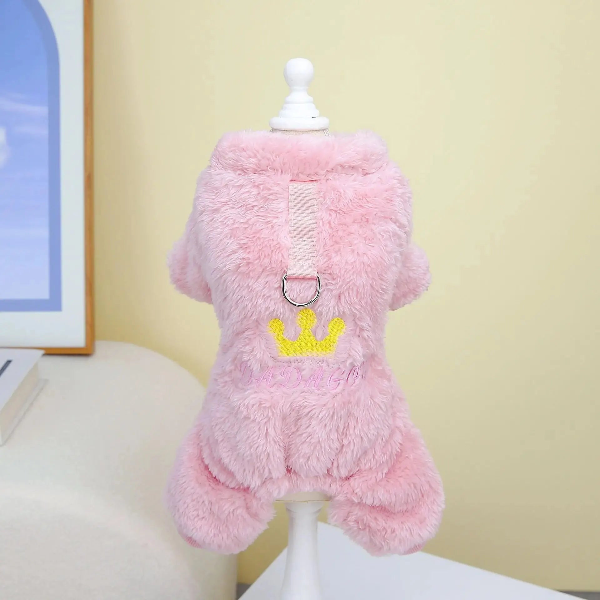 1pc Pet Dog Clothes Soft Warm Fleece Dogs Jumpsuits Crown Pattern Pet Clothing for Small Dogs Puppy Cats Costume Coats