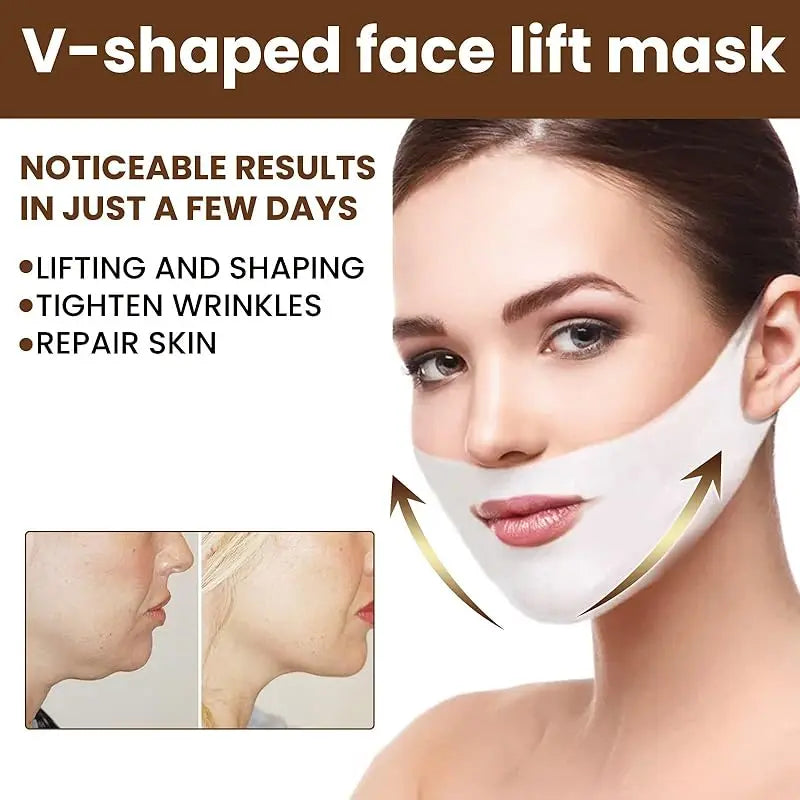 V Shaped Slimming Face Mask 5pcs Double Chin Reducer Strap Chin Contour Firming Tightening Strap Face V Line Lifting Mask