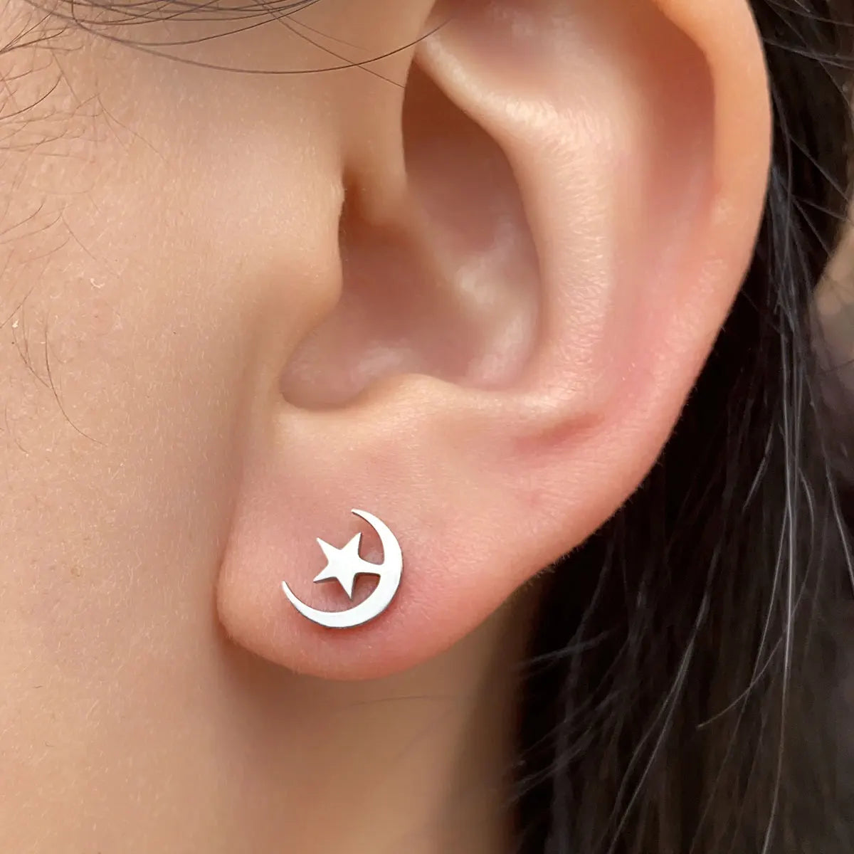 2 Pcs Stainless Steel Small Studs Earring Gold Color Star Moon Butterfly Snake Mini Earring for Women Men Piercing Ear Jewelry