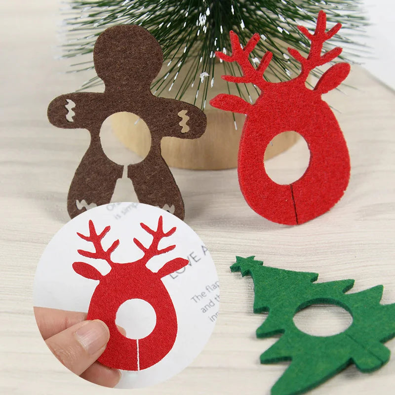 20pcs Christmas Wine Cup Glass Ring Xmas Elk Wine Cup Cards For Christmas Home Decorations Navidad Gifts New Year Party Supplies