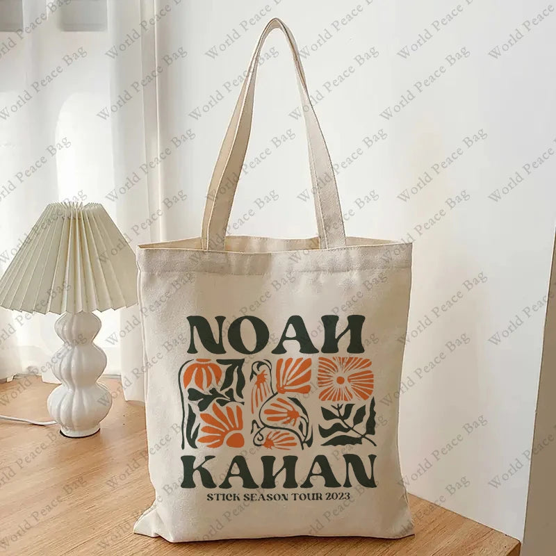 1pc Noah Kahan, Stick Seaso  patternTote Bag  Canvas Shoulder Bag For Travel Daily Commute Women's Reusable Shopping Bag