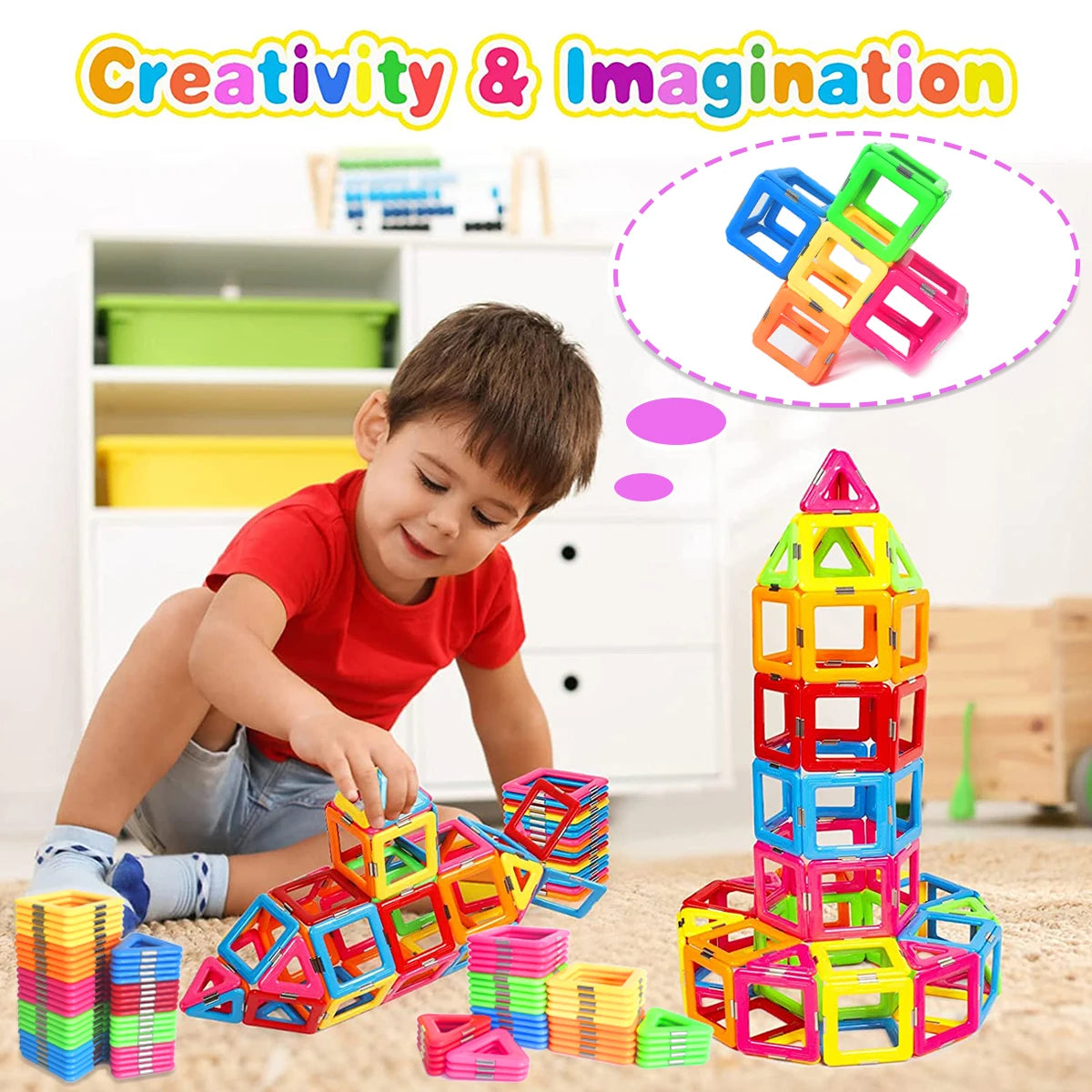 Magnetic Building Blocks Big Size STEM Toys Learning Educational Constructor Set Magnet Toys For Children Toys for Kids Gifts