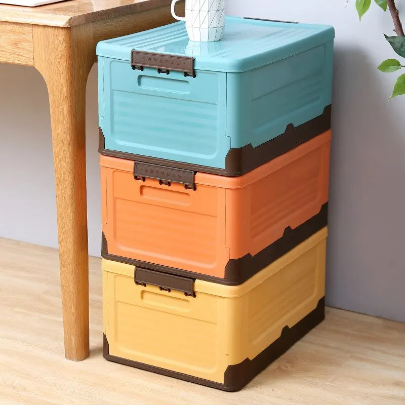 1pc Foldable Storage Box Wardrobe Storage Box Large Capacity For Toy Clothes Snacks Books Shoes Plastic Box For Car Household