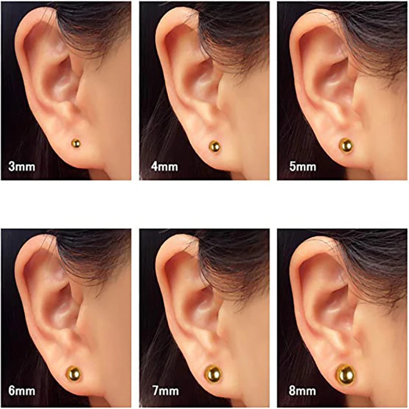 5pair/lot Stainless Steel Ball Studs Earrings Fastnes Ear Post For Women Men 3-8mm Ball Dia Earring Pin Jewelry Wholesale