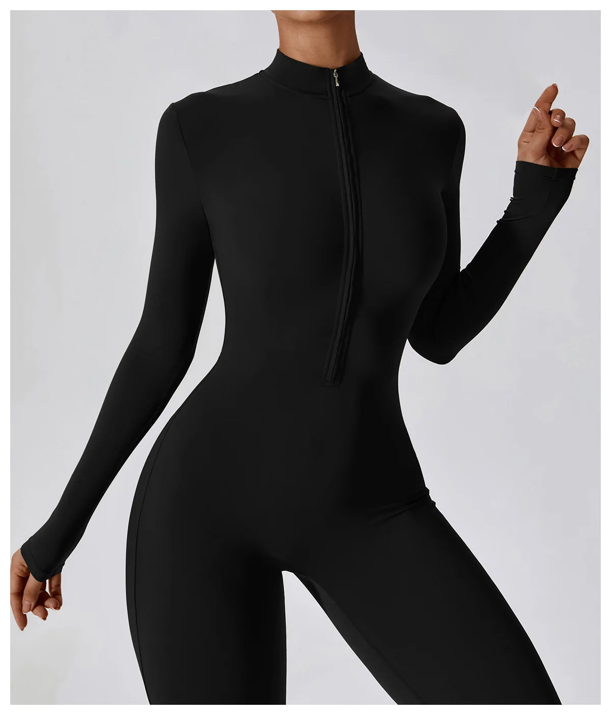 Yoga Jumpsuit Women Seamless Sports Zipper Jumpsuit Set Gym Long Sleeve Fitness Suit Elastic Gym Workout Bodysuit Athletic Wear