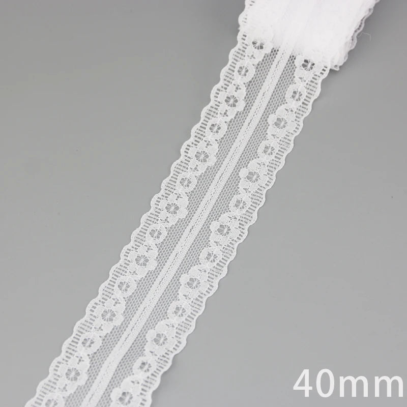 (5 yards/roll) white Lace ribbon fabric Webbing Decoration Lovely gift packing polyester Material