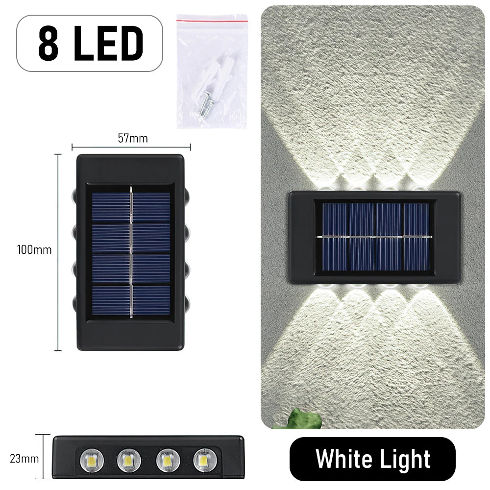 Christmas10/8/6/4LED Solar Wall Lamp Outdoor Waterproof Up and Down Luminous Lighting for Garden Fence Decoration Sunlight Light