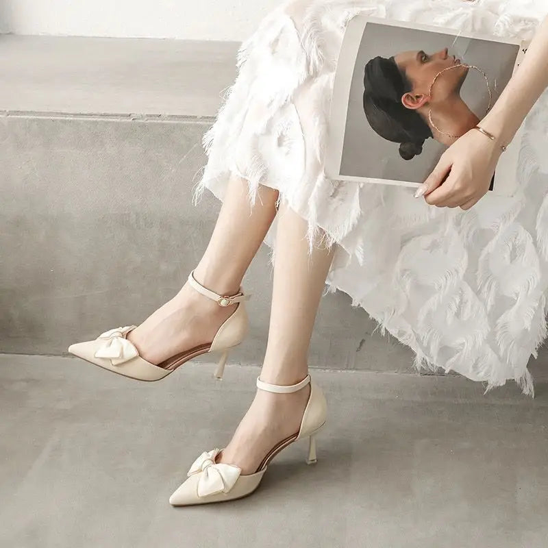 Medium Heel Heels Women's Shoes Trend Pointed Toe Butterfly Stilettos Elegant Dress Weddings Bridal Party White Designer