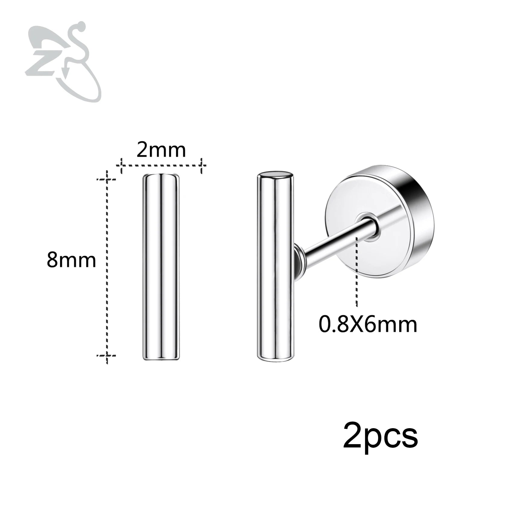 ZS 2pcs/lot 20G Star Heart Butterfly Stud Earring for Women Stainless Steel Crystal Earring Ear Cartilage Helix Tragus Piercing