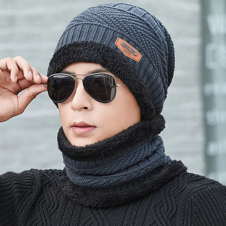 Winter Fleece Scarf Hats Thicken Plush Warm Beanies Wool Knit Caps Men Women Outdoor Cycling Ski Cold Protection Neck Mask Hat