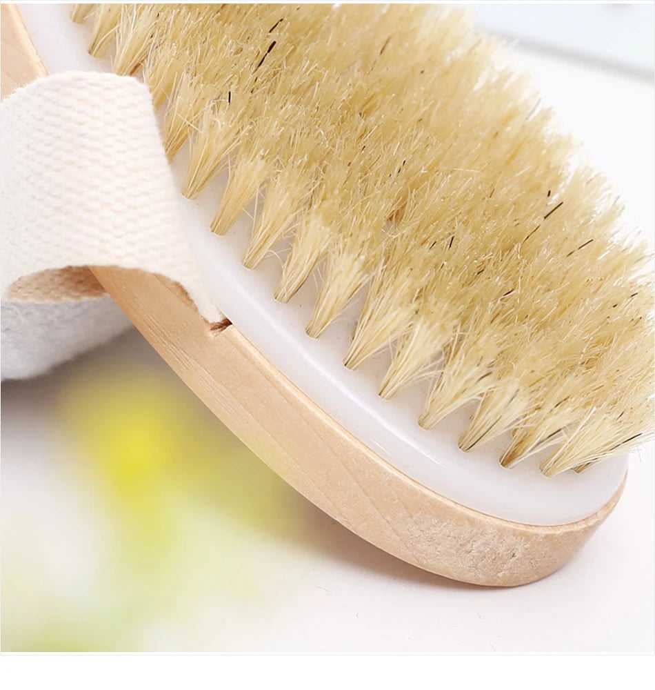 1pcs Exfoliating Wooden Body Massage Shower Brush Natural Bristle Bath Brush Soft SPA Woman Man Skin Care Wet Dry Body Brush