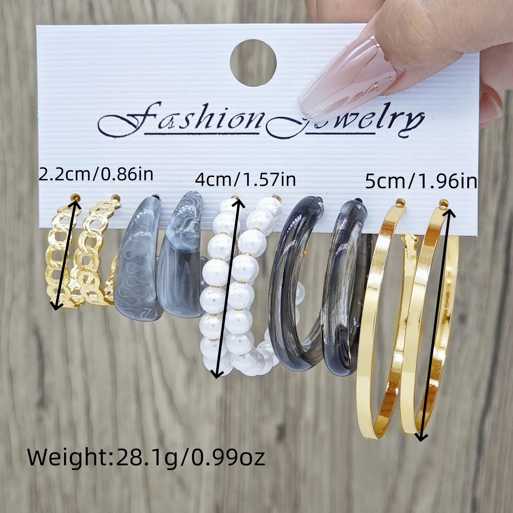 Earring Set Creative Retro Pearl Chain Hollow Acrylic C-shaped Earring Earring Set