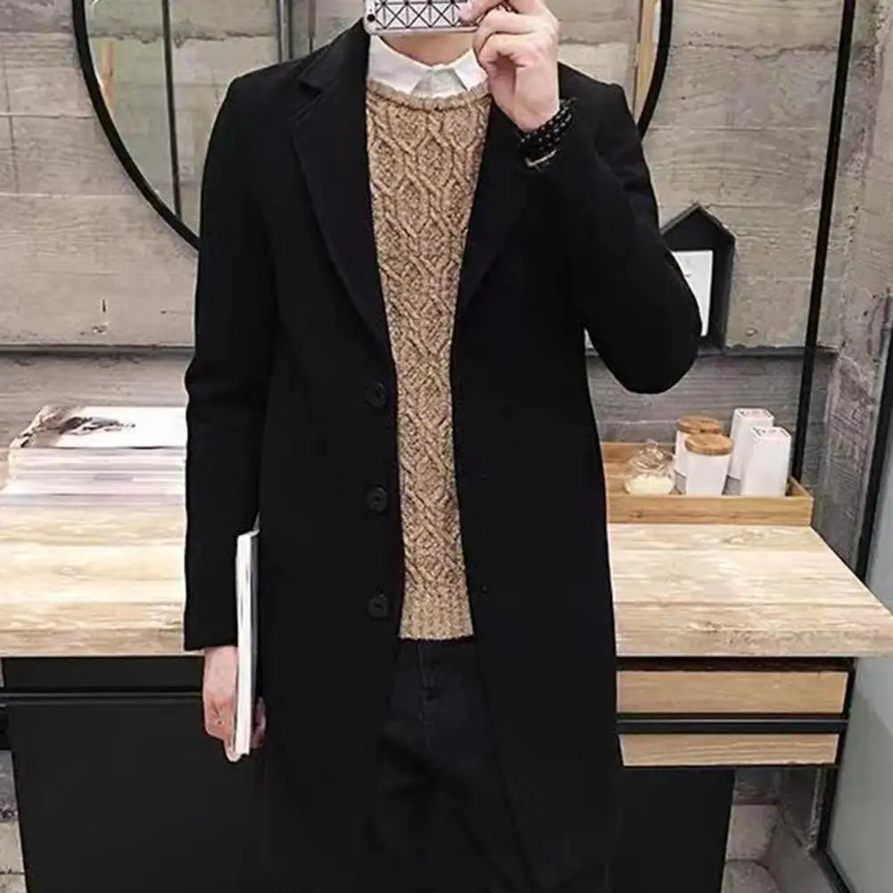 Men  Spring Trench Coat Korean Single-breasted Fashion Overcoat for Male Cardigan Long Windbreaker Streetwear Men Coat Outerwear