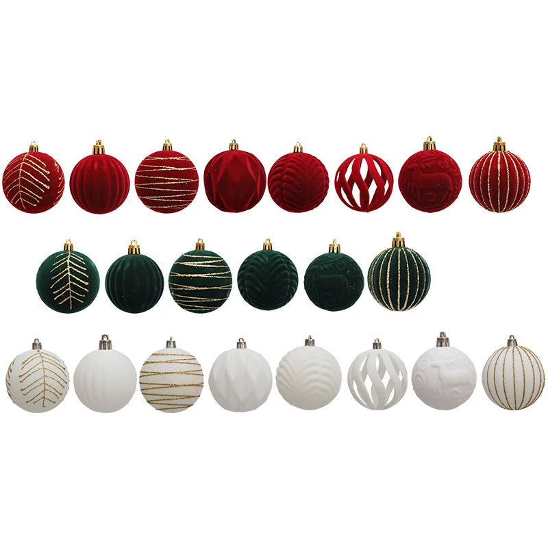 12pcs 6cm Wine Red Christmas Ball Ornaments Christmas Tree Party Decoration New Year Christmas Spheres Pendant Velvet Balls 2025