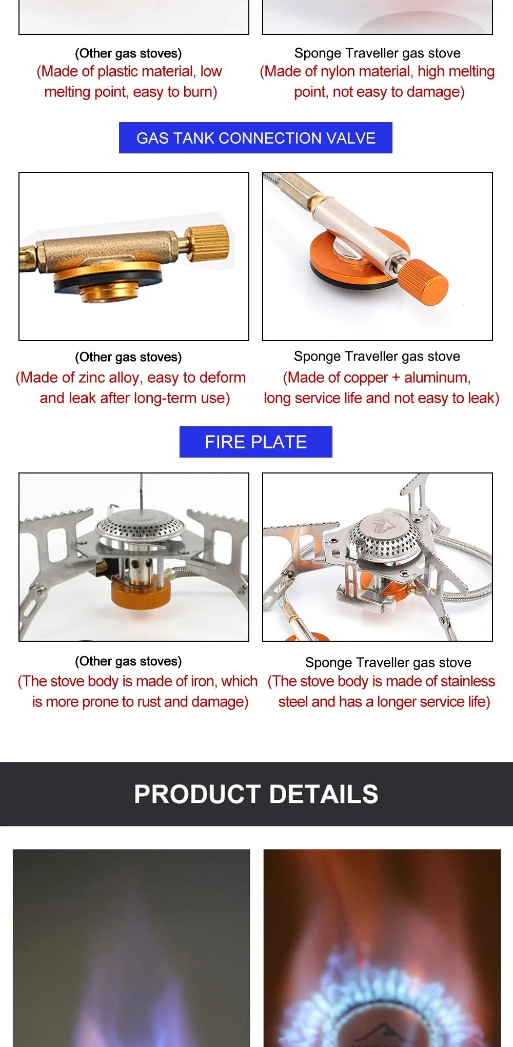 Camping Gas Stove Portable Folding Outdoor Backpacking Stove Tourist Equipment For Cooking Hiking Picnic 3500W