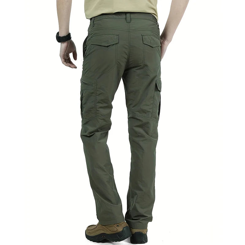 Casual Men Pants Summer Multiple Pockets Cargo Pants Quick Dry Thin Trousers Outdoor Hiking Workout Breathable Long Pant New