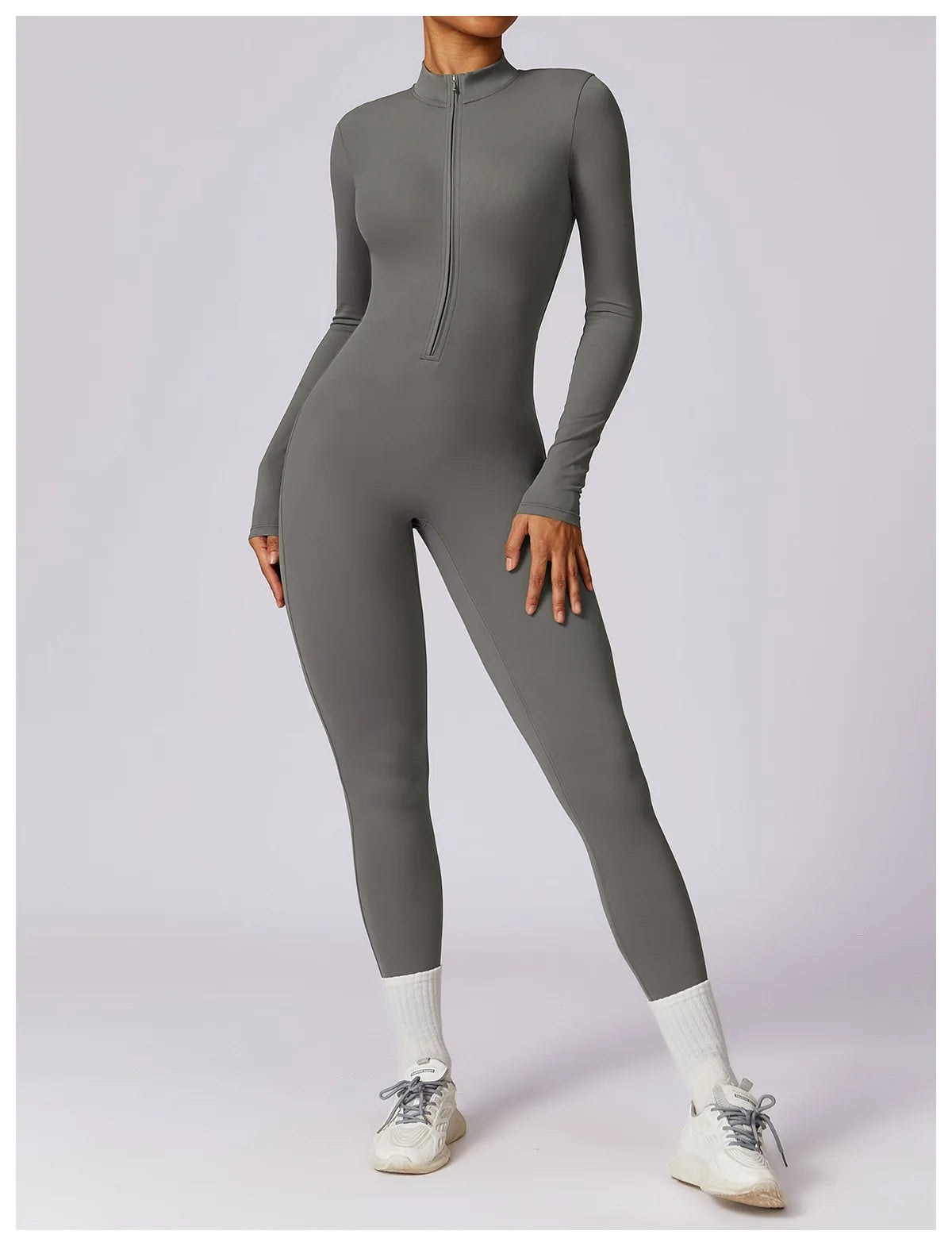 Yoga Jumpsuit Women Seamless Sports Zipper Jumpsuit Set Gym Long Sleeve Fitness Suit Elastic Gym Workout Bodysuit Athletic Wear