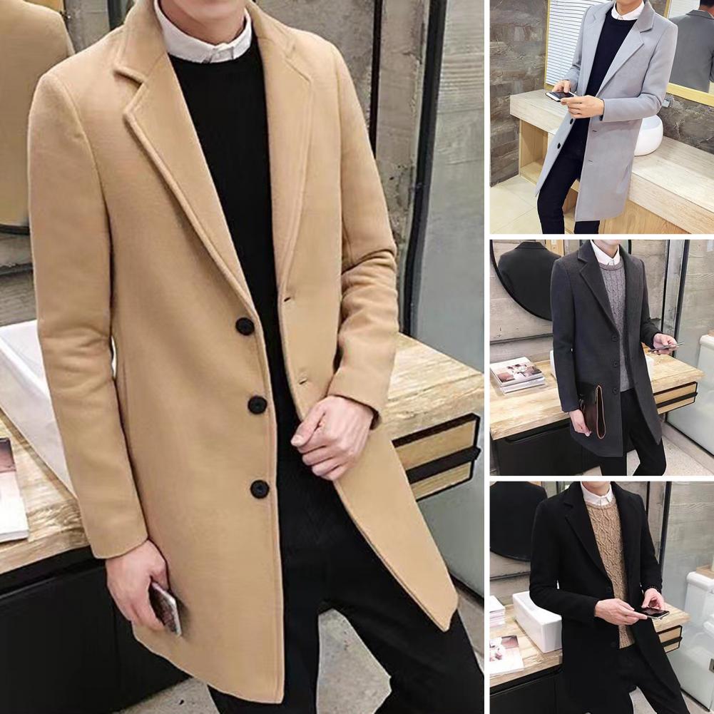 Men  Spring Trench Coat Korean Single-breasted Fashion Overcoat for Male Cardigan Long Windbreaker Streetwear Men Coat Outerwear