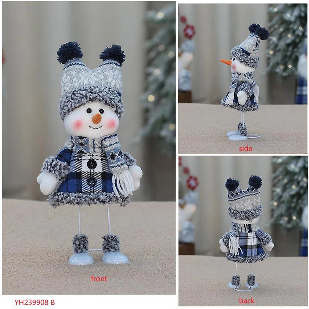 2024 New Christmas Snowman Doll Blue Cloth 20-33cm Cute Doll Christmas Gift Desktop Doll Decoration