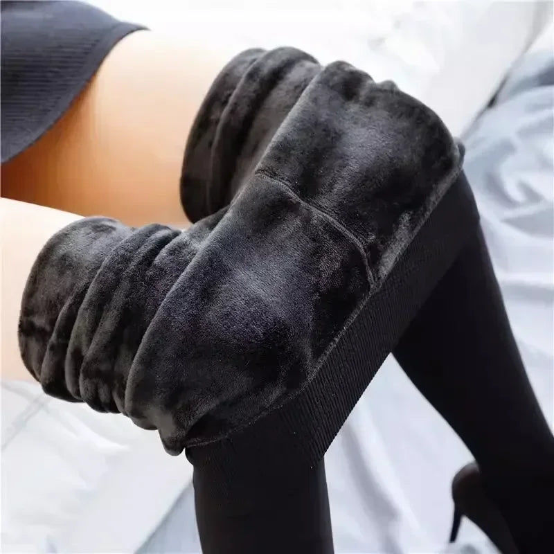 Winter Thermal Thicken Leggings Super Thick High Stretch Lambwool Stockings Fleece Lined Tights Sexy Fitness Woman Pants