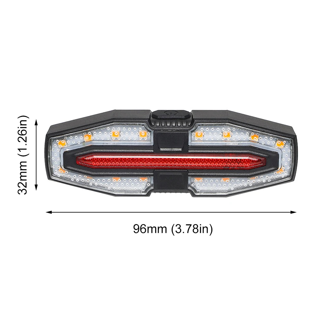 Rechargeable Bike Tail Light with Turn Signals Bicycle Rear Light Wireless Remote Control Warning Cycling Light for Night Riding