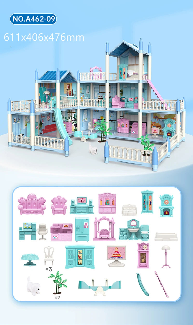 Diy Mini Doll House - 3d Assembling With Kids Walk-through Princess Castle, Led Lights, Birthday Surprise Toys