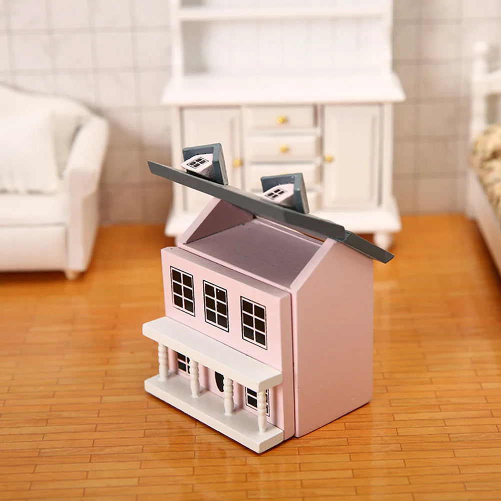 Mini House Ornament Villa Small House Portable Dollhouse Toy Model Miniature Kits Tiny Wooden Ornament Christmas Decor