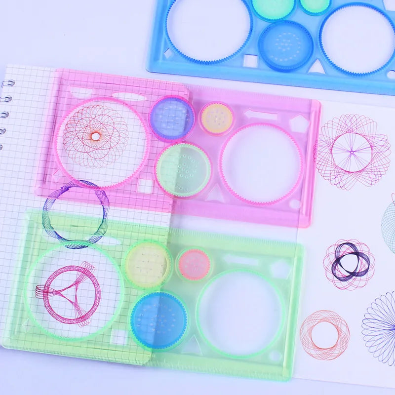 Geometry Spirograph Drawing Stencils Set Painting Template Art Crafts Creative Kids Educational Toy Variety of Flowers Ruler