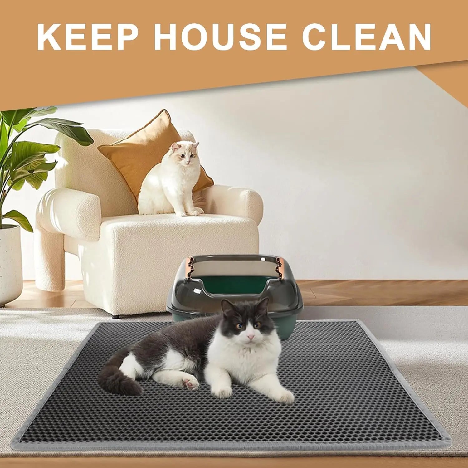 Cat Litter Mat Double Layer Pet Non Slip Big Pet Litter Box Filter MatWear Resistant Waterproof Anti-slip Cat Litter Mat