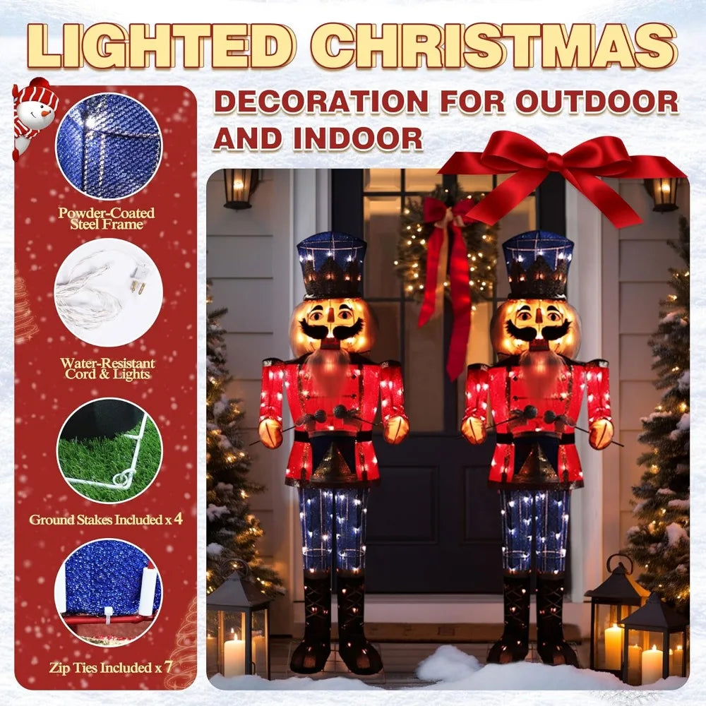 Lighted Nutcracker Outdoor Christmas Decorations, 5ft Nutcrackers Christmas Decoration Outside, Light Up Nutcracker