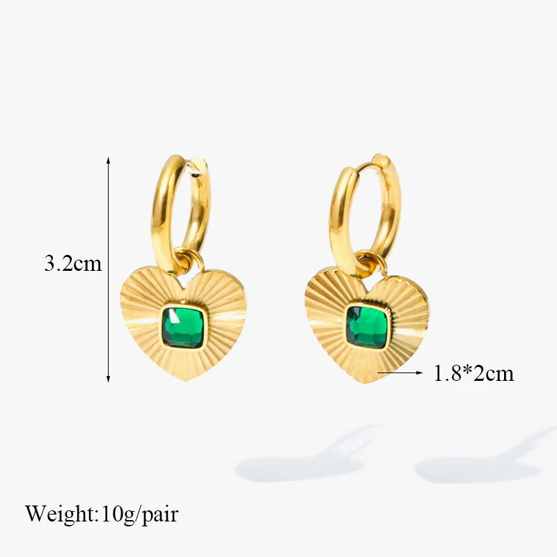 EILIECK 316L Stainless Steel Heart Eye Stone Small Earrings For Women 2024 New Fashion Ear Stud Waterproof Jewelry Gift Bijoux