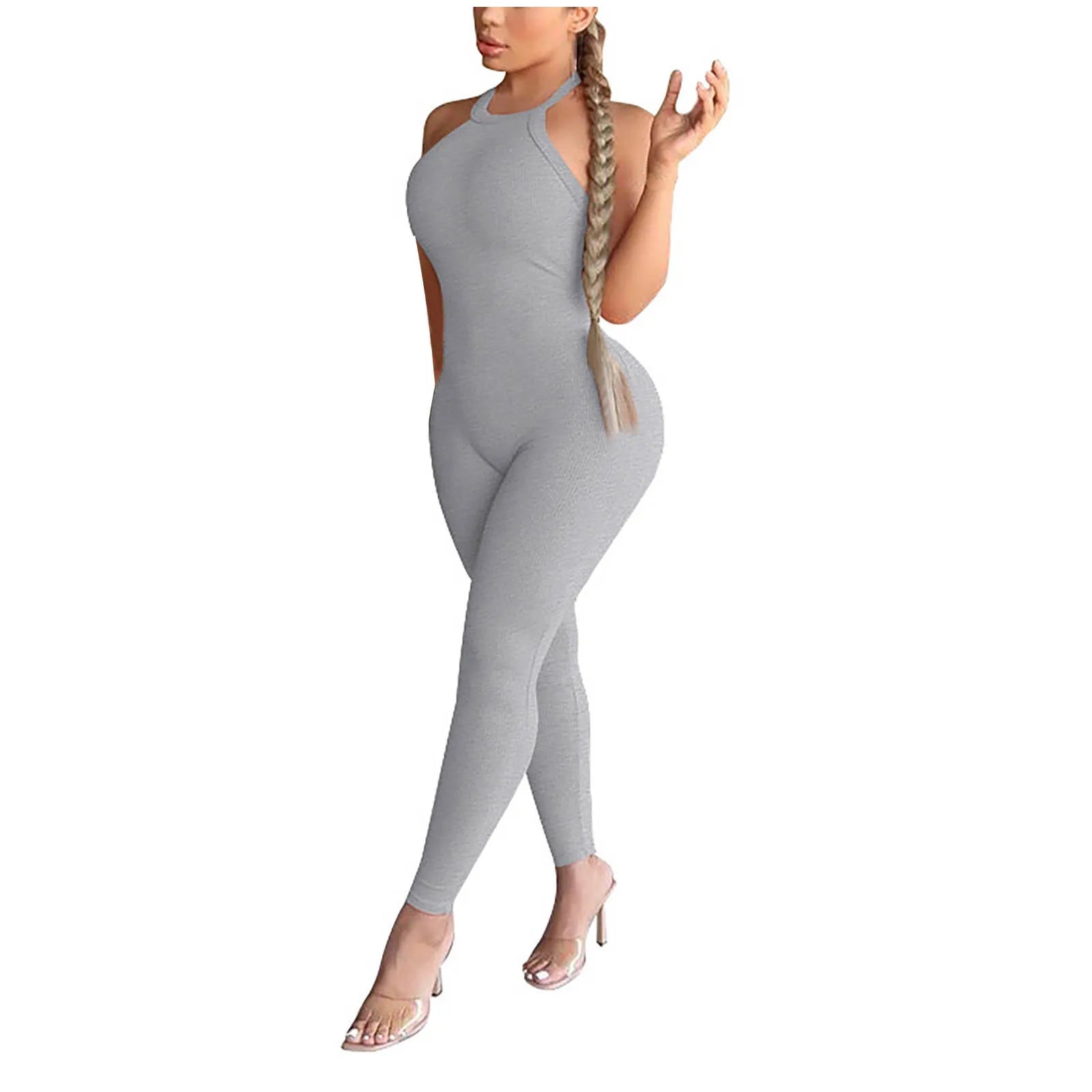 Sexy Jumpsuits For Women Solid Color Sleeveless Rompers Spaghetti Strap Backless Casual Bodycon Skinny Sports Fashion Streetwear