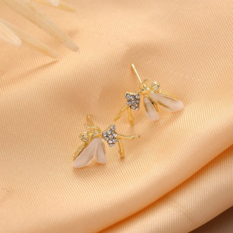 Trend Crystal Elf Flower Fairy Stud Earrings for Women Korean Exquisite Ear Jewelry Accessory Wholesale Girl Gift