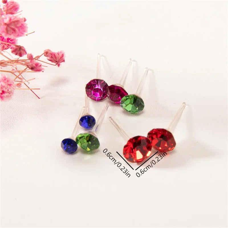 100Pair Women Acrylic Crystal Small Stud Earrings Set Women Heart Star Animal Moon Plastic Geometric Earring Jewelry Gifts