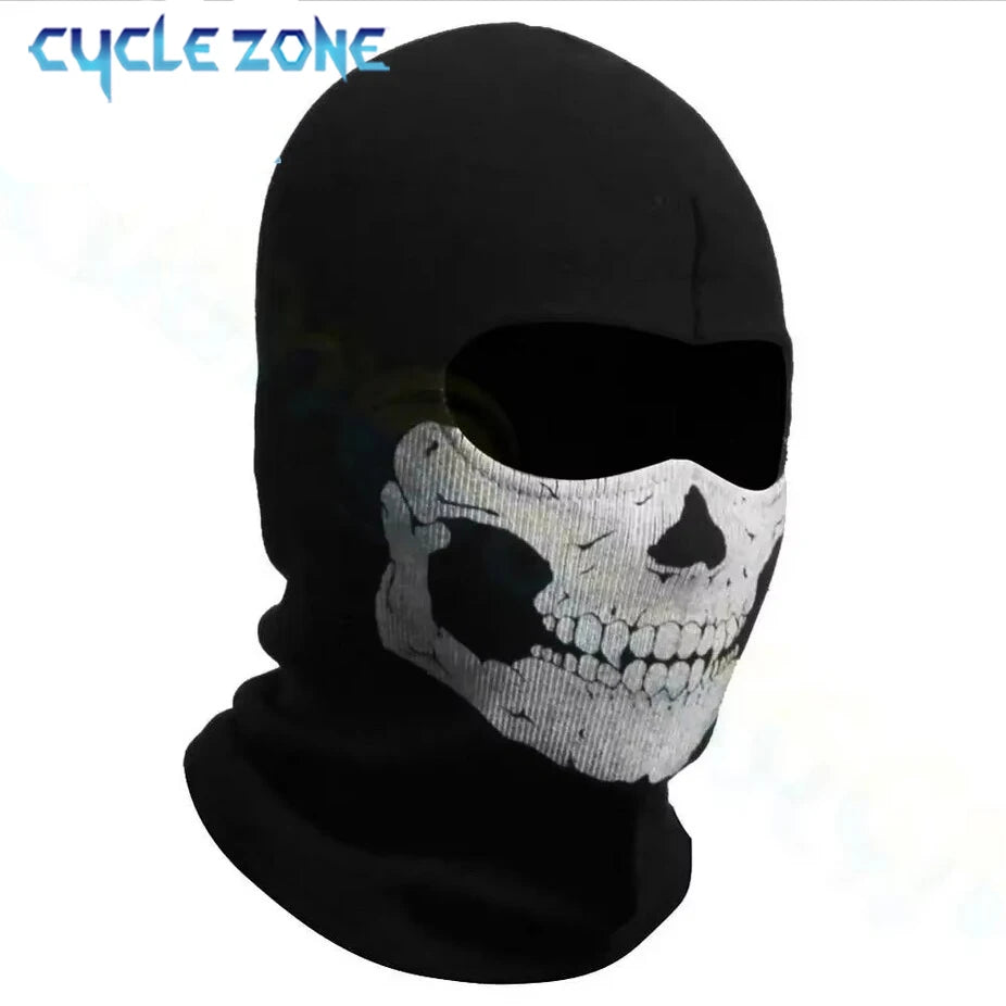 Bicycle Balaclava Full Face Mask Skull Print Motorcycle Full Face Mask Windproof Skiing Head Neck Warmer Bicycle Helmet Liner