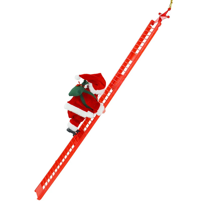 2024 Santa Claus Doll Climbing Ladder with Music Christmas Tree Ornaments Decorations For Home 2025 Navidad New Year Kids Gift