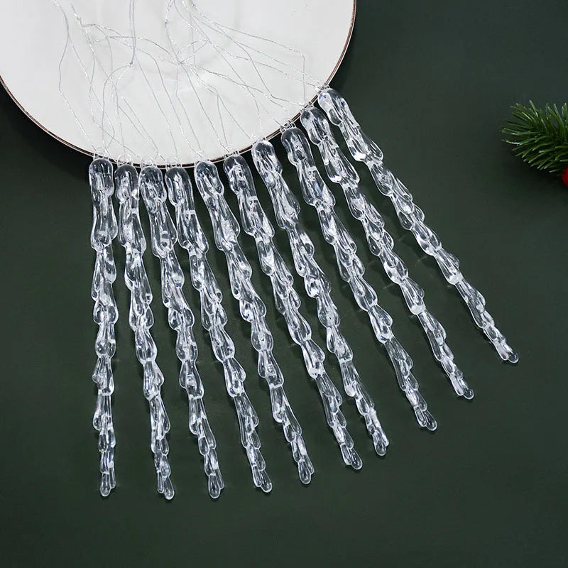 10pcs 13cm Christmas Simulation Ice Xmas Tree Hanging Ornament Clear Fake Icicle Winter Party New Year Navidad Decor for Home