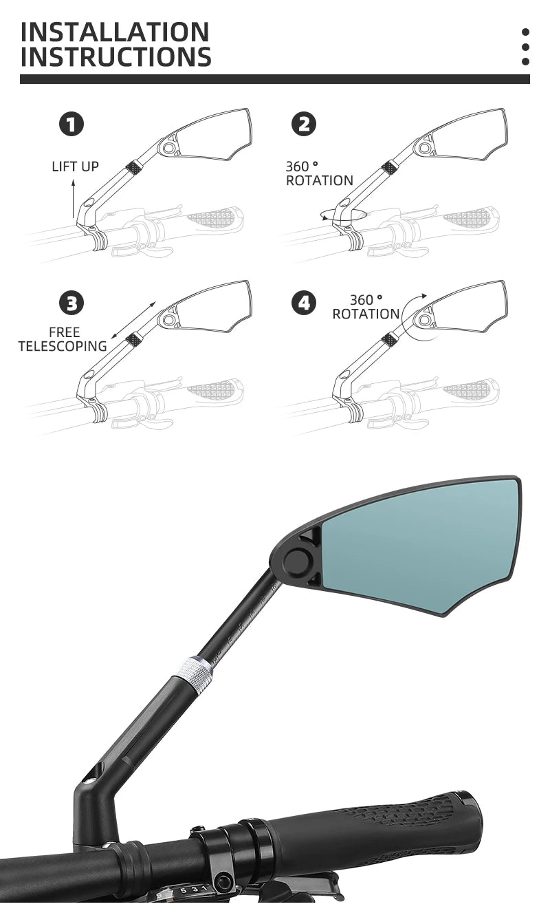 Bicycle Mirror Handlebar Rearview Anti-Glare Scooter Mirror Bike Accessories View Wide Range Back Sight Reflect