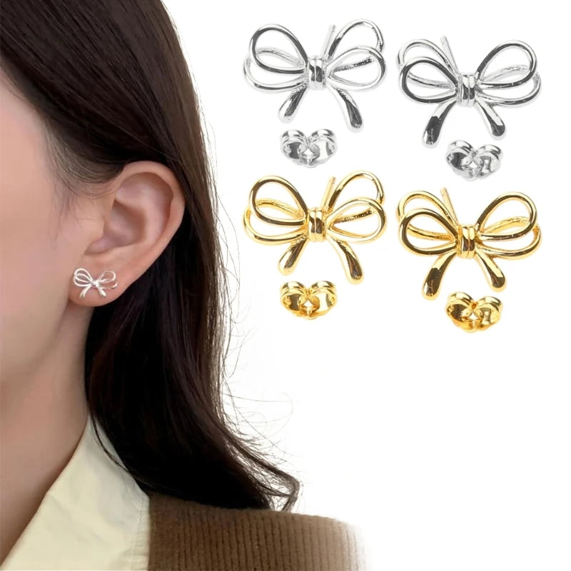 Bowknot Studs Earrings Ear Piercing Jewelry Accessory Stylish Bow Ear Pendant Jewelry for Fashion Enthusiasts