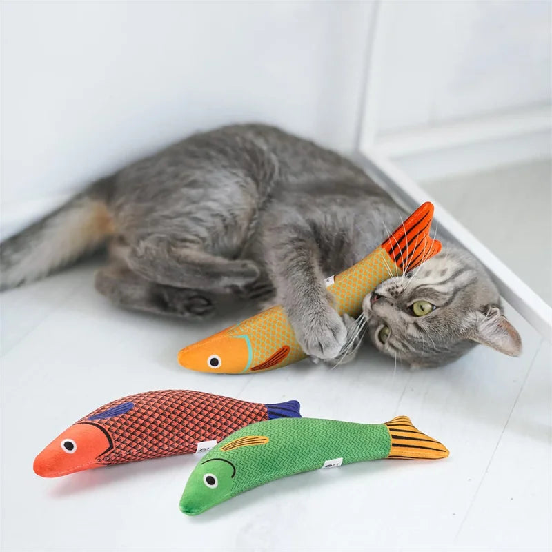 Cat Toy Catnip 3D Simulation Fish Goldfish Kitten Toys Pillowfish Interactive Sounding Cat Chew Bite Plush Toys Cat Supplies